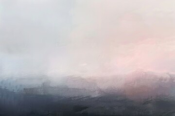 Poster - Abstract oil painting with strokes of grey white and pink creating a serene landscape