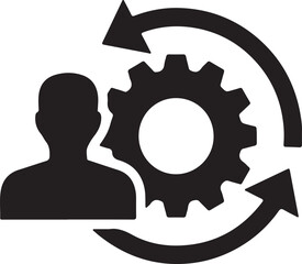 Fototapete - This vector illustration depicts a mechanical gear head icon, symbolizing business, technology, and engineering power with interconnected cogs and wheels