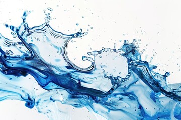 Poster - Elegant blue liquid motion a fluid dance of vibrant energy and crystalline droplets