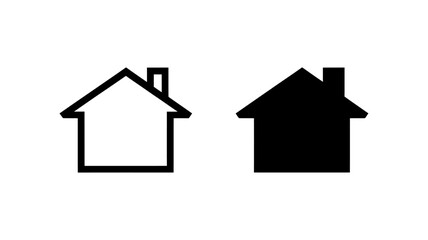 Fototapete - House outline and solid vector icons isolated on white background