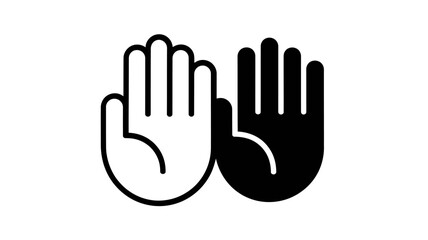 Fototapete - Two hands showing palms outline and solid vector icons