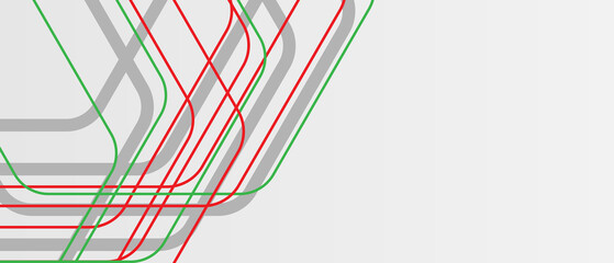 Fototapete - White modern geometric abstract background with red and green lines