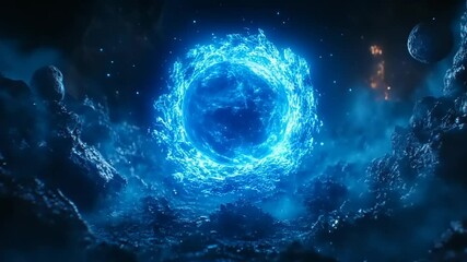 Wall Mural - Cosmic blue ring formation in space.
