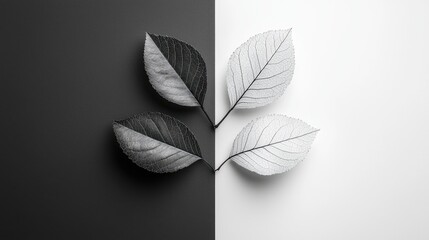 Poster - Divided leaves in a monochrome composition.