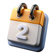 © InkInvent - 3d calendar icon with number two isolated on transparent background