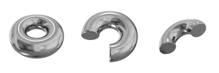 Poster - 3D Chrome Metallic Abstract Shape Objects, 3d rendering steel gradient shape design element, futuristic, shiny design
