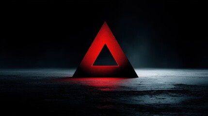 Poster - A bold, red triangle on a dark, black background