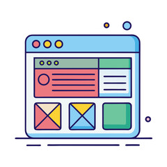 Modern website layout design with colorful content blocks