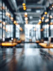 Poster - Blurred empty open space office Abstract light bokeh at office interior background for design : Generative AI