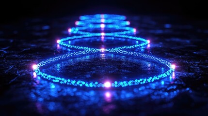 Fototapete - Glowing Blue Network Path Abstract Background