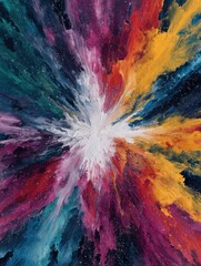 Poster - a colorful abstract painting of a star with a white center.