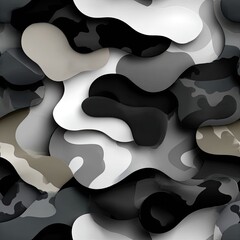 Poster - Complex and artistic topographic patterns in a black and white color scheme create a visually striking and detailed texture SEAMLESS PATTERN