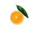 © GraphicsKB - Juicy orange slice with leaf isolated on transparent background