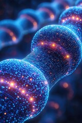 Fototapete - Glowing Blue Neural Structure Waveform