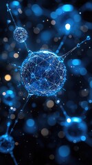 Fototapete - Glowing Blue Sphere Network Abstract Digital Background