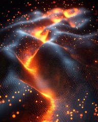Poster - Glowing Connection Points Forming a Wave
