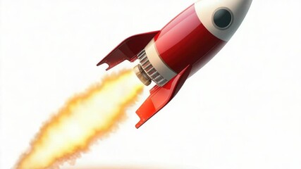Poster - A high-speed rocket soaring through the sky, with flames and smoke trailing behind it