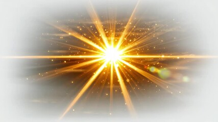 Fototapete - Bright golden light radiating through soft clouds creating a magical atmosphere with sparkling particles