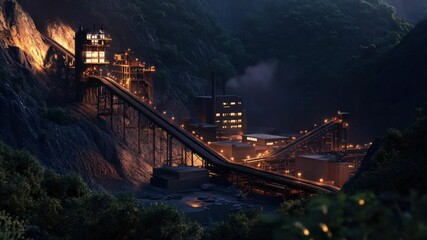 Poster - A train travels along the tracks next to a mountain, offering scenic views
