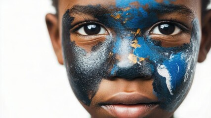 Aufkleber - Close-up shot of a person with colorful makeup on their face, ideal for use in creative projects or as a model reference