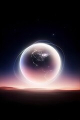 Poster - Glowing Earth Sphere in Dark Space with Network Connections
