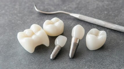 Poster - Toothbrush and dental tools on a table for dental care routine