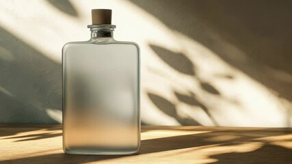 Aufkleber - A glass bottle sitting on top of a wooden table