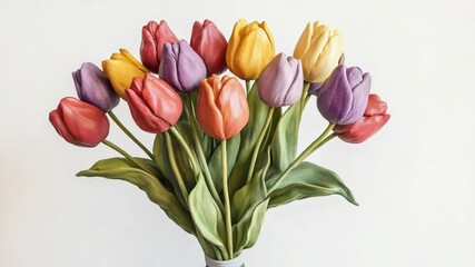 Poster - A vase filled with vibrant tulip flowers, great for spring or Easter themes