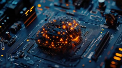 Poster - A close-up view of a computer motherboard's components, useful for explaining or demonstrating computing concepts