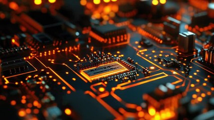 Poster - High-quality image of a computer motherboard from the top down