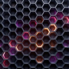 Fototapete - Glowing Hexagon Pattern Background