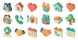 © Марія Томилович - Family and community icons set – isometric, 3d, home, relationship symbols