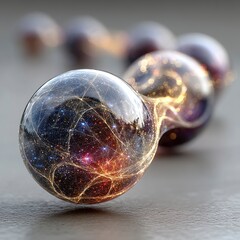 Fototapete - Glowing Holographic Mesh Ball Network