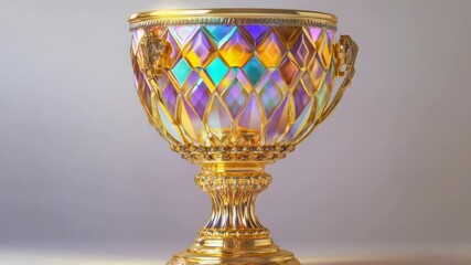 Poster - A decorative vase featuring a diamond pattern design in gold