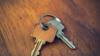 Poster - A collection of keys arranged on a wooden table, perfect for use in still life photography or as a prop in storytelling scenarios