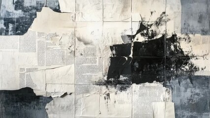 Poster - A close-up shot of a torn paper fragment in black and white