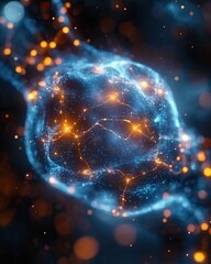 Poster - Glowing Neural Network Earth Abstract Digital Art