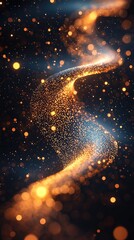 Poster - Glowing Orange and Gold Particles Wave Abstract Background