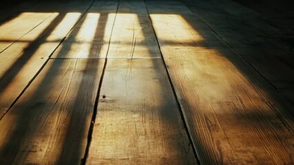 Poster - A wooden floor with natural sunlight shining through