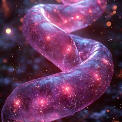 Fototapete - Glowing Purple and Pink Spiral Ribbon Abstract Science Flow