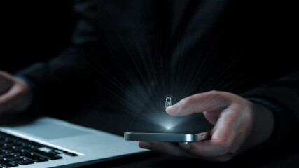 Poster - This image showcases a smartphone activated with a digital lock symbol, representing the importance of data security and privacy in our interconnected world. Qubit