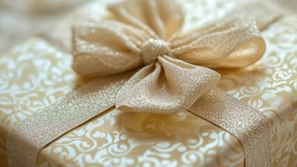 Poster - A beautifully wrapped gift with a golden bow, ready for presentation