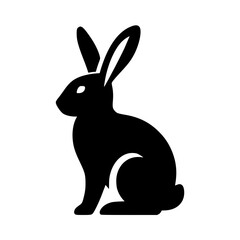 Poster - Black sitting rabbit silhouette, concept of isolated vector image on transparent background  