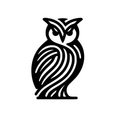 Poster - Stylized owl illustration with striped feathers, isolated vector image on transparent background
