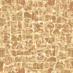Abstract vector seamless background pattern with simple, thick font consisting of geometric shapes on a marine theme or on the topic of building materials. Fabric, textile, tile, wallpaper. Not AI