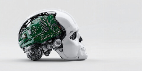 Poster - An artistic illustration of a cyborg skull reveals the complex inner workings of advanced technology