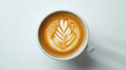 Poster - A cup of coffee with a leaf pattern on the side