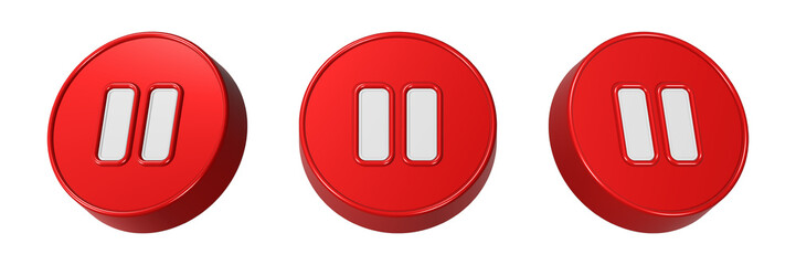 Poster - pause symbol 3d rendering red color