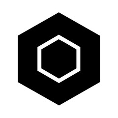 Poster - Minimalist White Hexagon Shape on Black Background, Geometric Icon Design