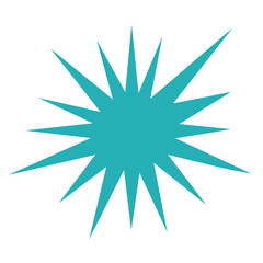 Poster - Geometric bursts of bright turquoise against stark black backing, simple flat vector art in a minimalist concept great for modern designs